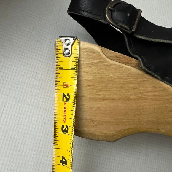 No. 6 Leather Wedge Clog Slingback Pump Wooden Platform Weave Women Size 39 - Picture 14 of 14